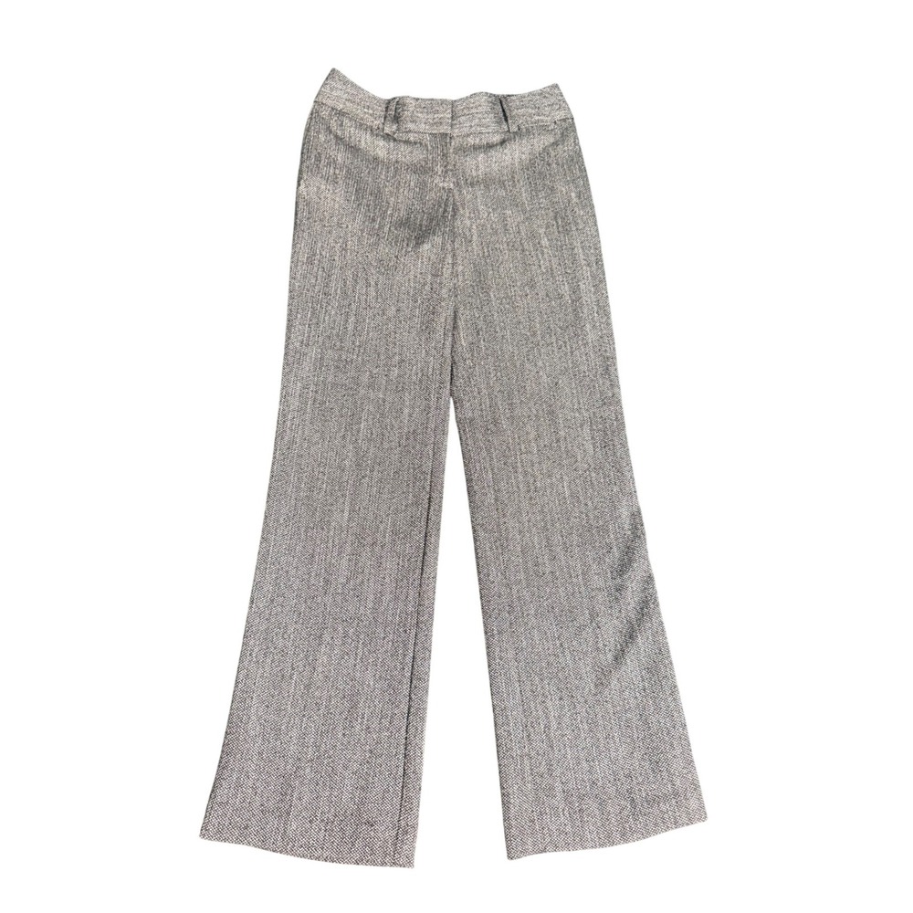LOFT Julie Trouser Pants Size 2 Black White Tweed Stretch Career Wide Leg